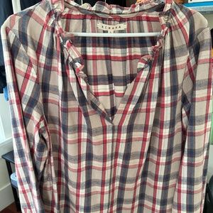 Xirena long sleeve plaid blouse